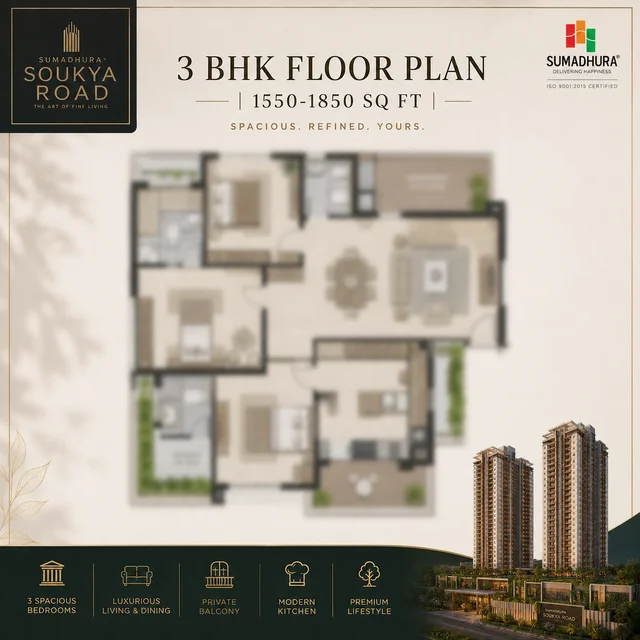 Sumadhura Soukya Road 3 BHK floor plan layout Sumadhura Soukya Road 3 BHK floor plan layout